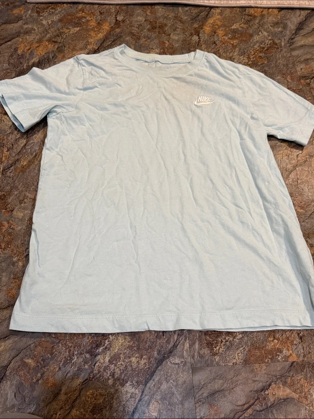 Youth boys size XL Nike Light Blue Short Sleeve Tee with White Logo